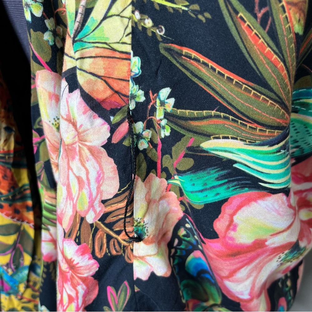 Farm Rio Floral Garden Reversible Open Front Kimono Animal Print Boho Topper - Picture 12 of 16